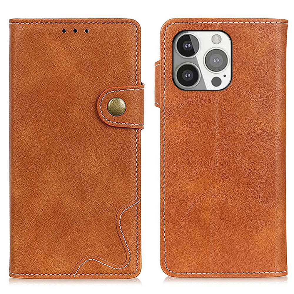 

Full Body Protection S-shape Textured PU Leather Flip Stand Case Cover for iPhone 13 Pro 6.1 inch - Brown, iPhone 13 Pro