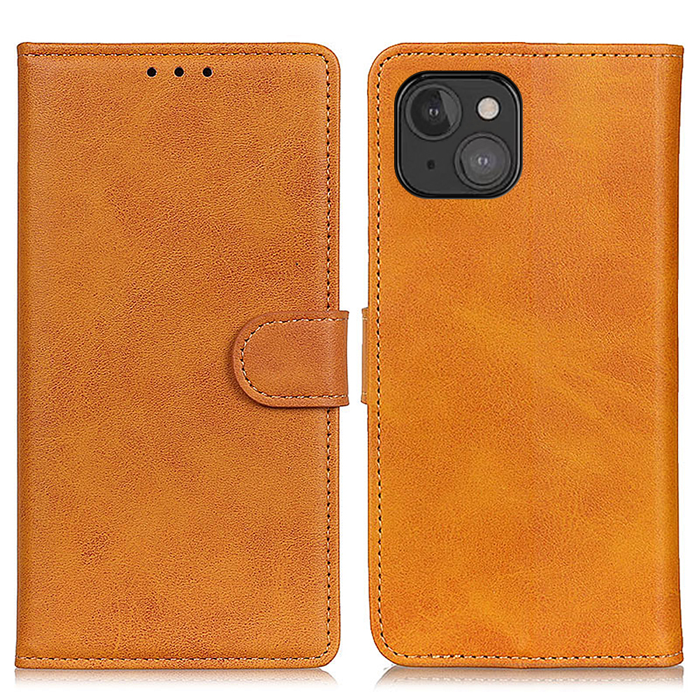 

Leather Mobile Phone Cover Shell Protector for iPhone 13 mini 5.4-inch Wallet Stand Case - Brown, Apple iPhone SE (2nd Generation)