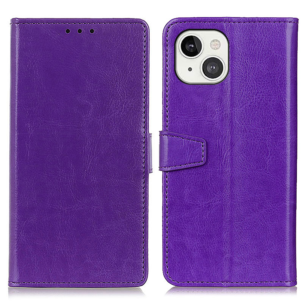 

Full Protection Wallet Stand Design Leather Protective Case for iPhone 13 6.1-inch - Purple, iPhone 13