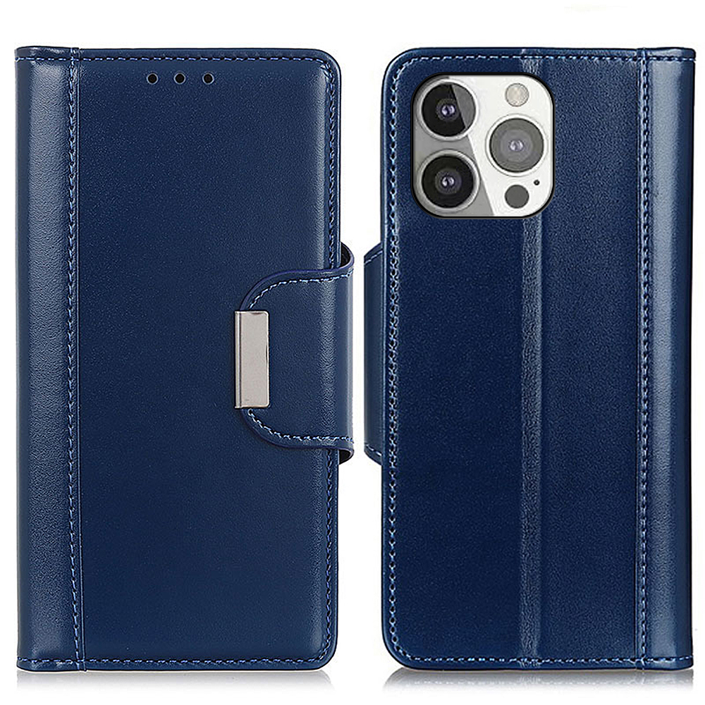 

Full Protection PU Leather Folio Flip Wallet Stand Case Shell for iPhone 13 Pro 6.1 inch - Blue, iPhone 13 Pro