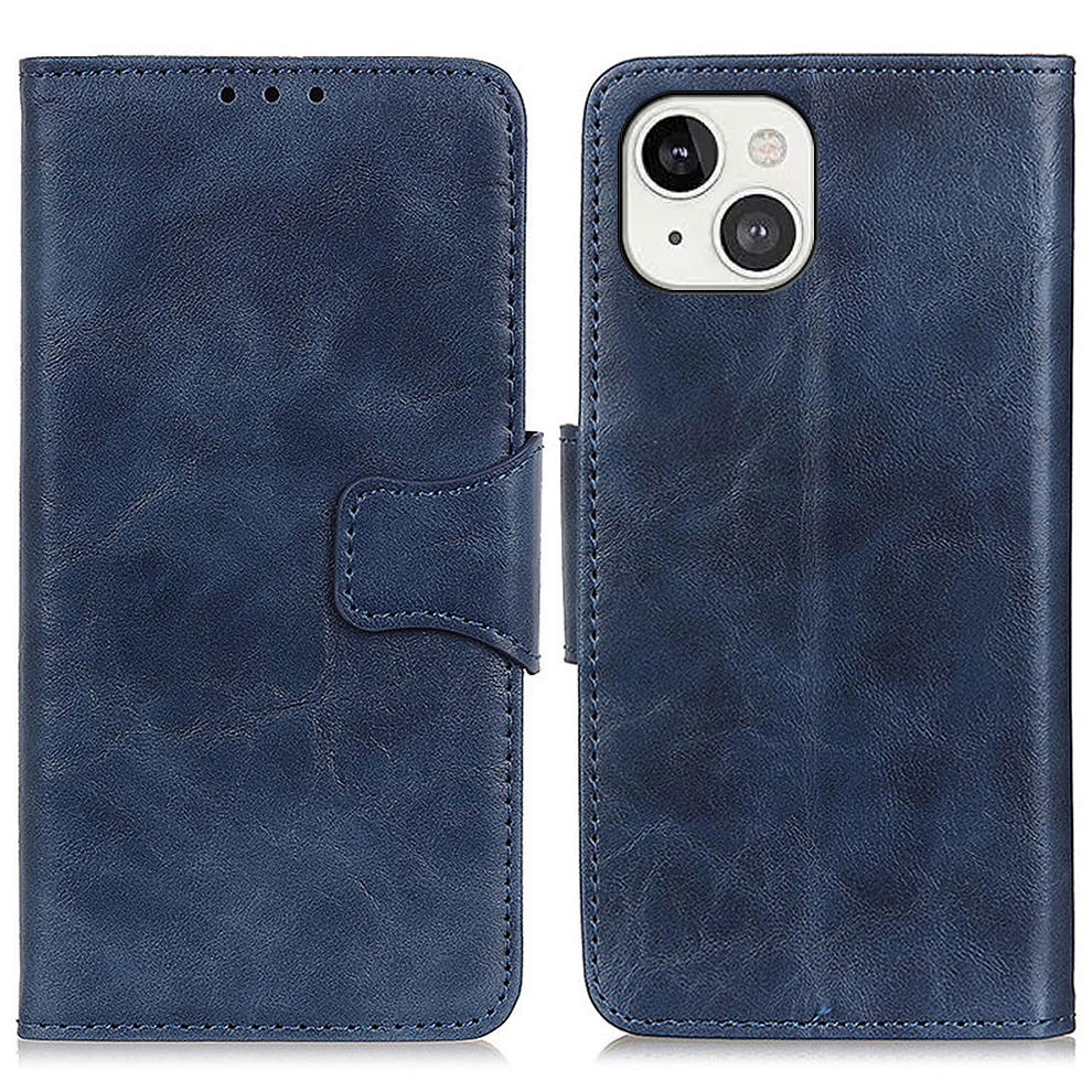 

Premium Crazy Consive Texte Texture PU Кожаный Кошелек Из Флип Крышка С Магнитным Закрытием Для IPhone 13 6.1 Дюйма - Синий, iPhone 13