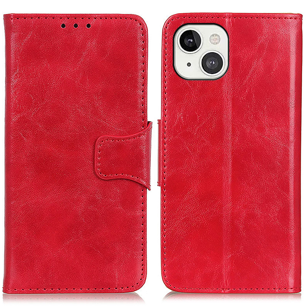 

Premium Crazy Consive Texte Texture PU Кожаный Кошелек Из Флип Крышка С Магнитным Закрытием Для IPhone 13 6.1 Дюйма - Красный, iPhone 13