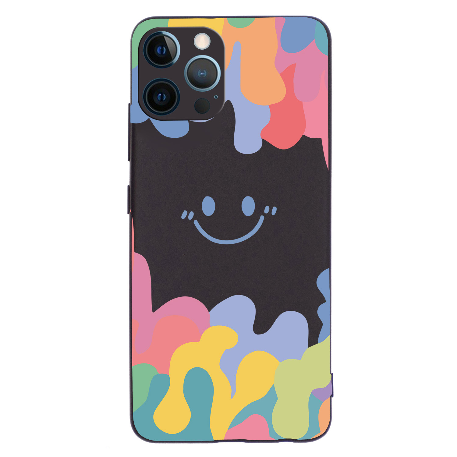 

Smiling Face Pattern Printing Liquid Silicone Phone Cover Shell for iPhone 12 Pro Max 6.7 inch - Black, iPhone 12 Pro Max
