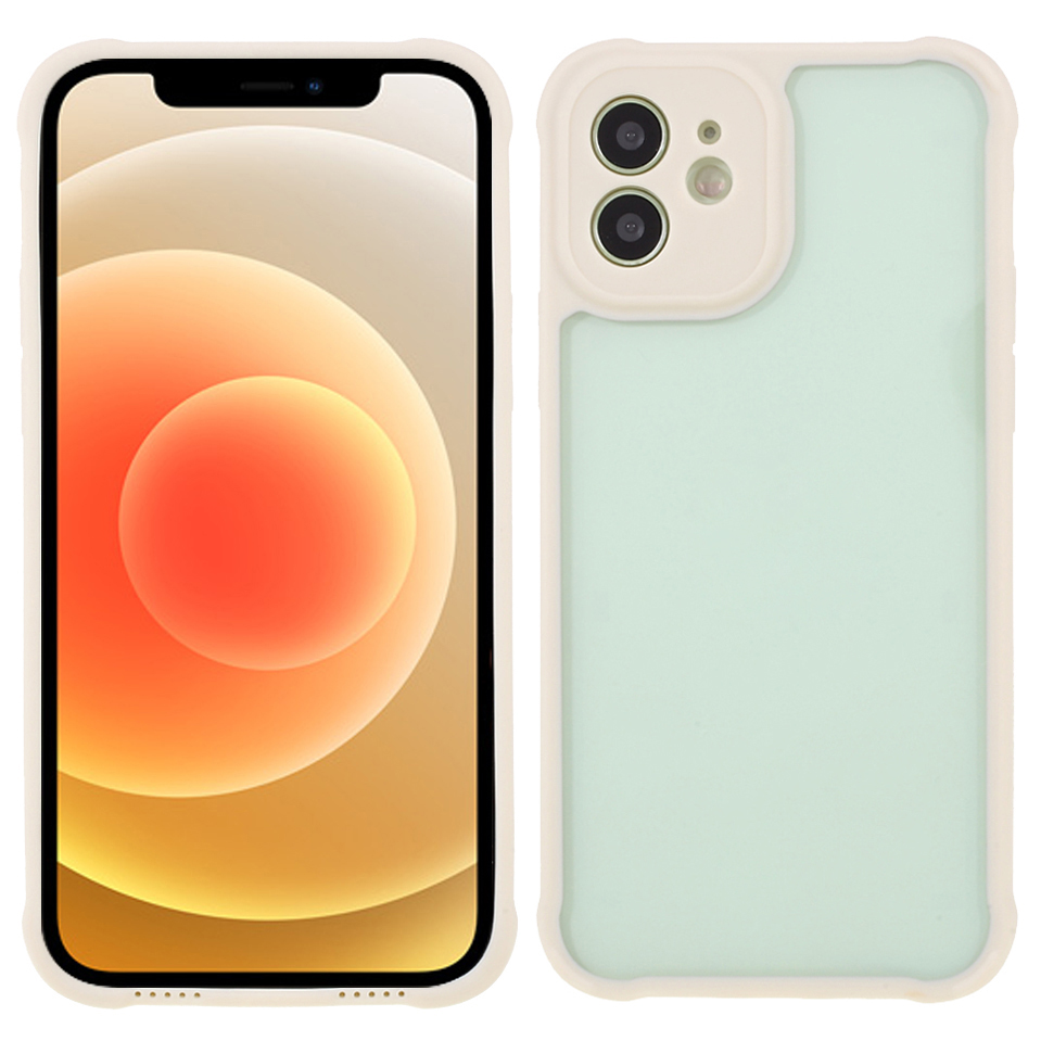 

Dual Layer Transparent Acrylic Backing + Matte TPU Soft Shockproof Protective Phone Case Cover for iPhone 12 6.1 inch - Beige, iPhone 12
