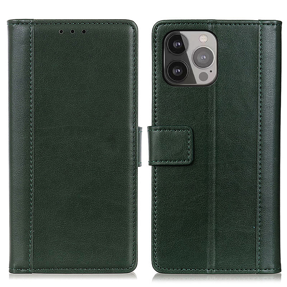 

Glossy Full Protection Leather Phone Cover Wallet Design Stand Case for iPhone 13 Pro Max 6.7 inch - Green, iPhone 13 Pro Max