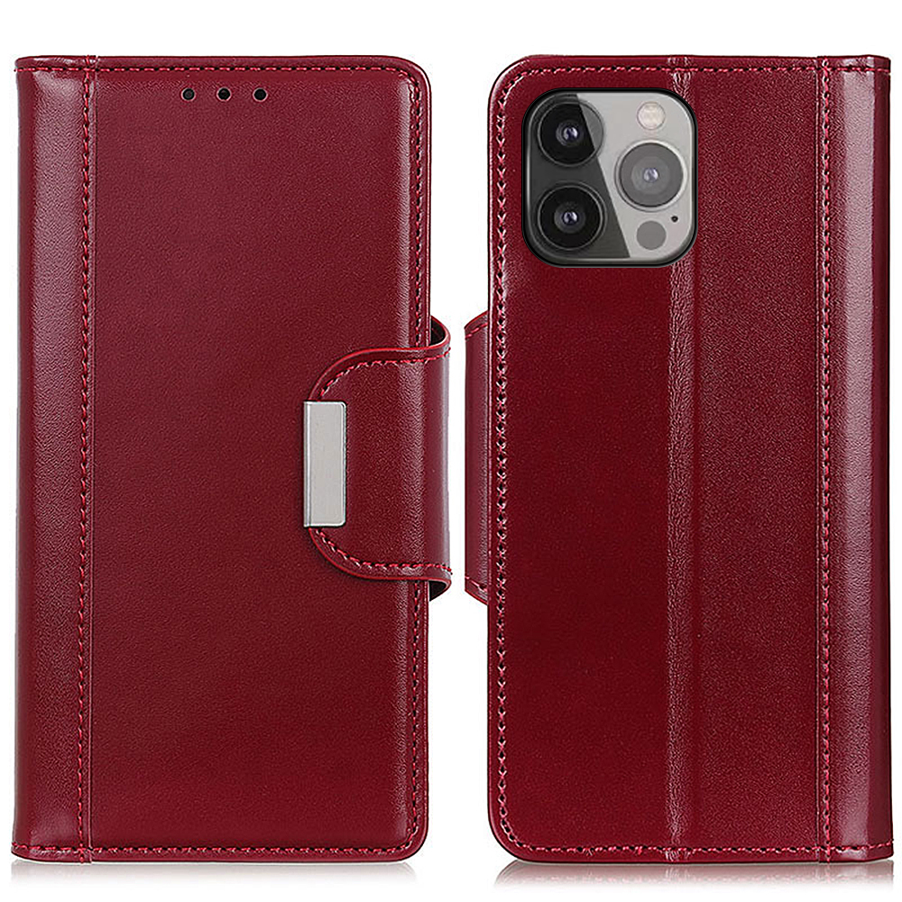 

Well-Protected PU Leather Folio Wallet Case Shell with Stand for iPhone 13 Pro Max 6.7 inch - Red, iPhone 13 Pro Max