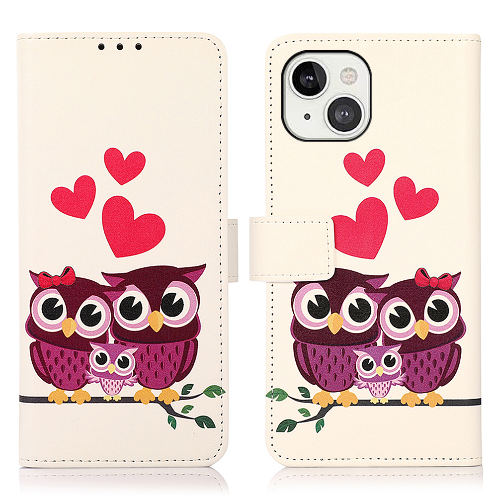 

Pattern Printing Folio Flip PU Leather Wallet Cover Shell Case with Stand for iPhone 13 6.1 inch - Owls Family, iPhone 13