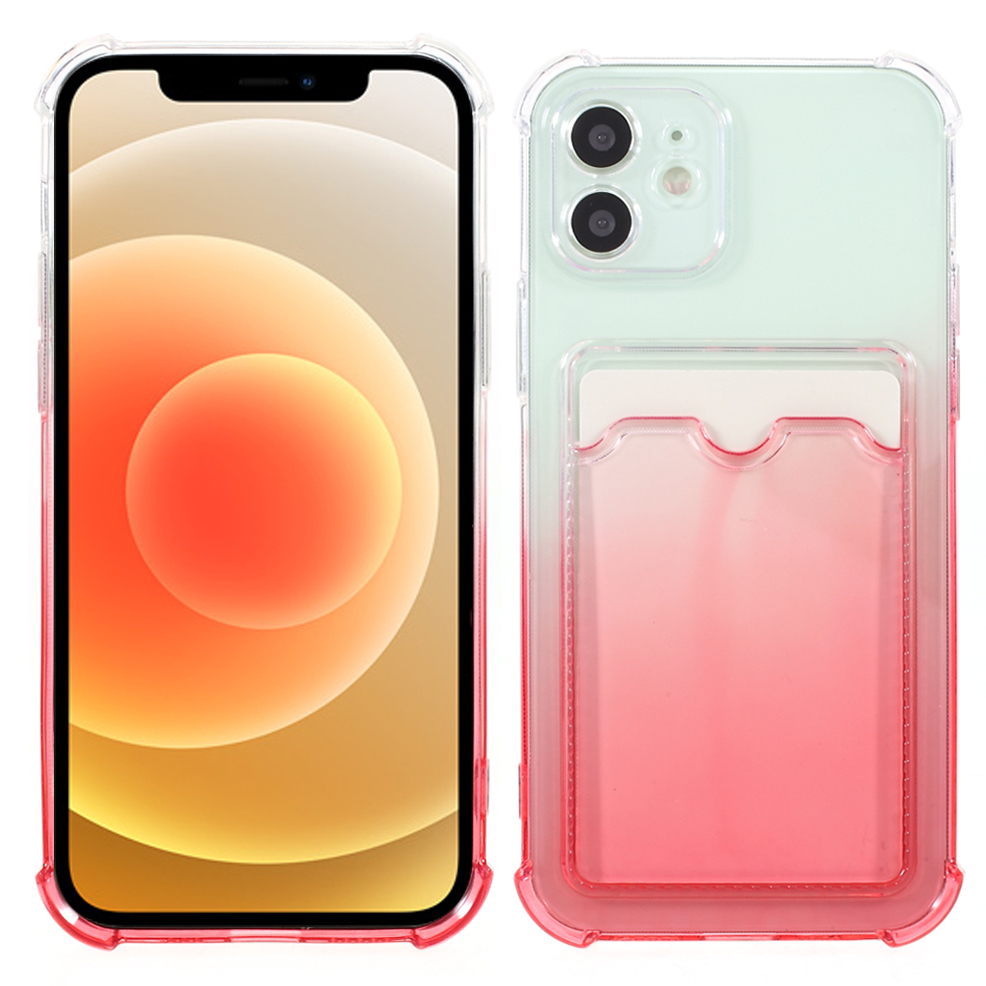 

Gradient Color Design Flexible TPU Phone Case Shell with Card Holder for iPhone 12 6.1 inch - Red, iPhone 12