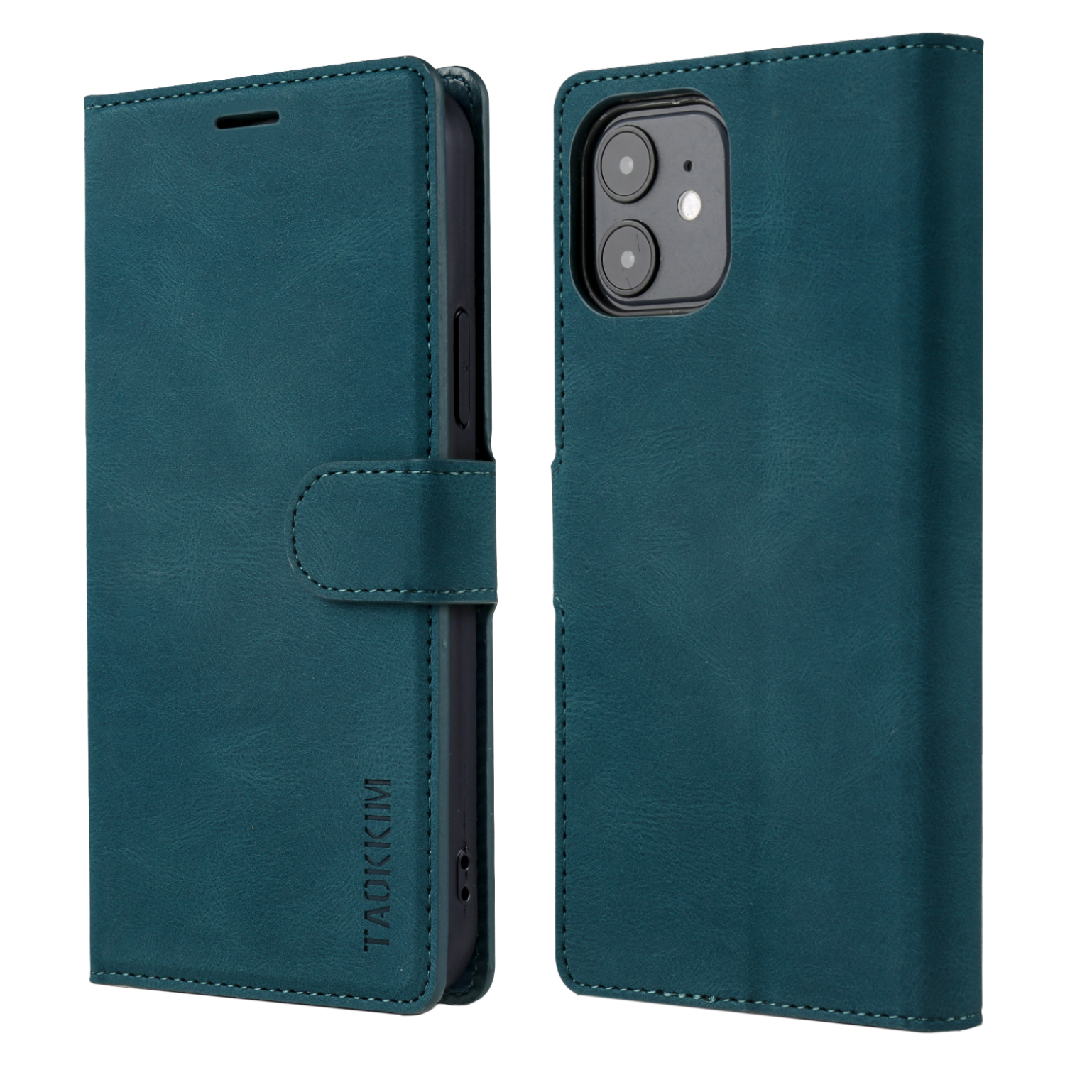 

TAOKKIM Wallet Leather Protective Case Mobile Phone Cover with Stand for iPhone 12 mini 5.4 inch - Blackish Green, iPhone 12 mini