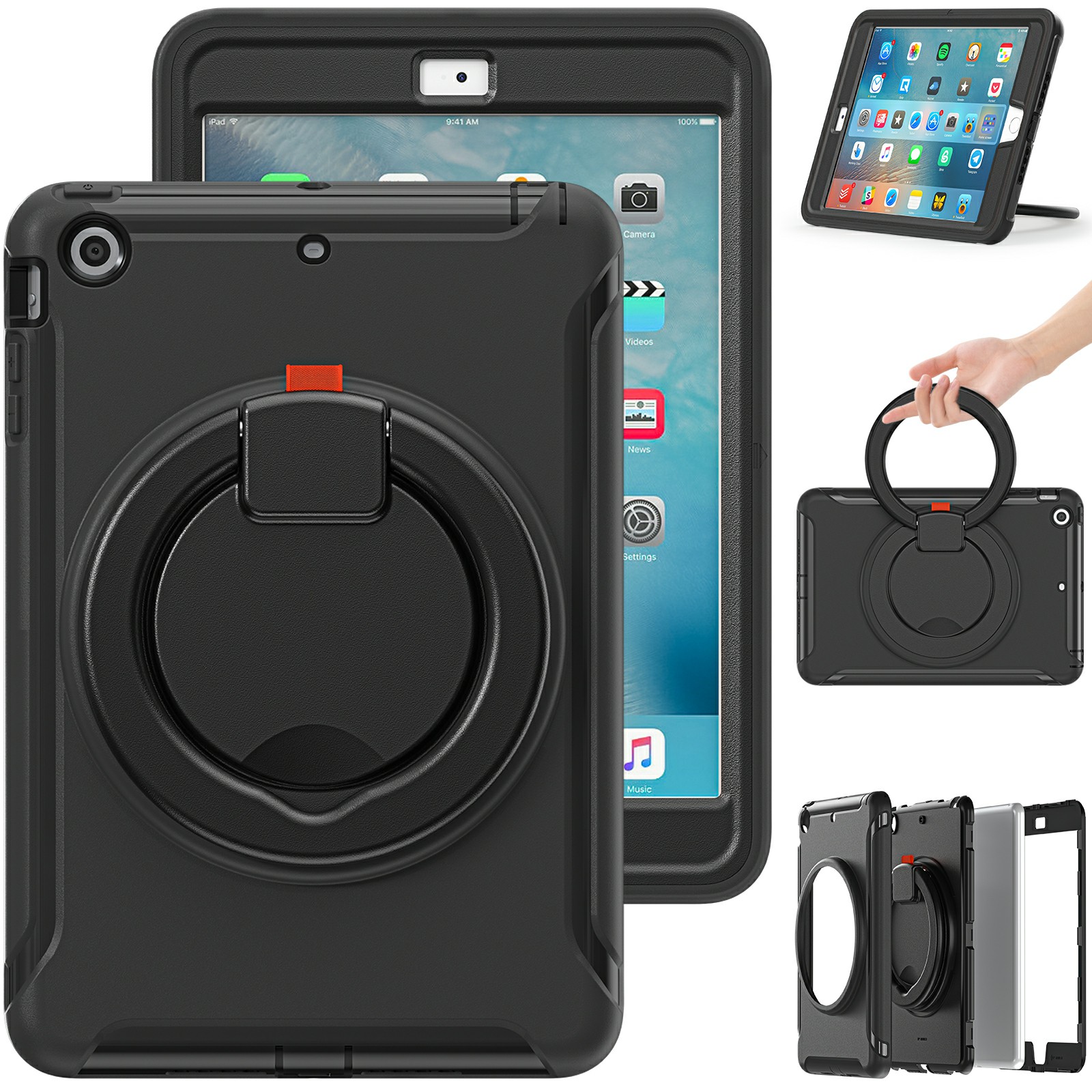 

Couvercle De Protection Des Comprimés Portatifs À La Chute Rotative À 360 ° Tablette Pour IPad Mini 1/2/3 - Noir Noir, Samsung Galaxy Tab Active 3