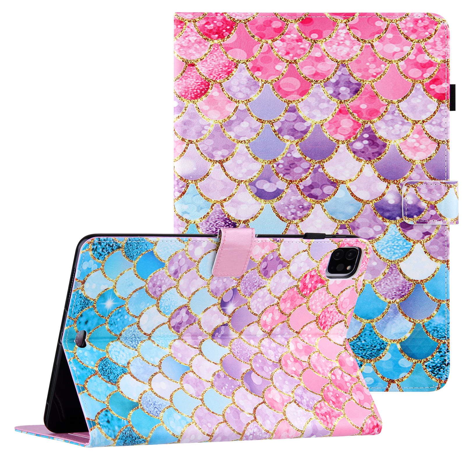 

Premium Silk Pattern Folio Stand Smart PU Кожаный Оболочкой С Автоматическим Пробуждением / Сном Для IPad Pro 11-дюймовый (2021) / (2020) / (2018) / Air 4 10,9 Дюйма (2020) - Красочные Весы, iPad Pro 11-inch (2021)