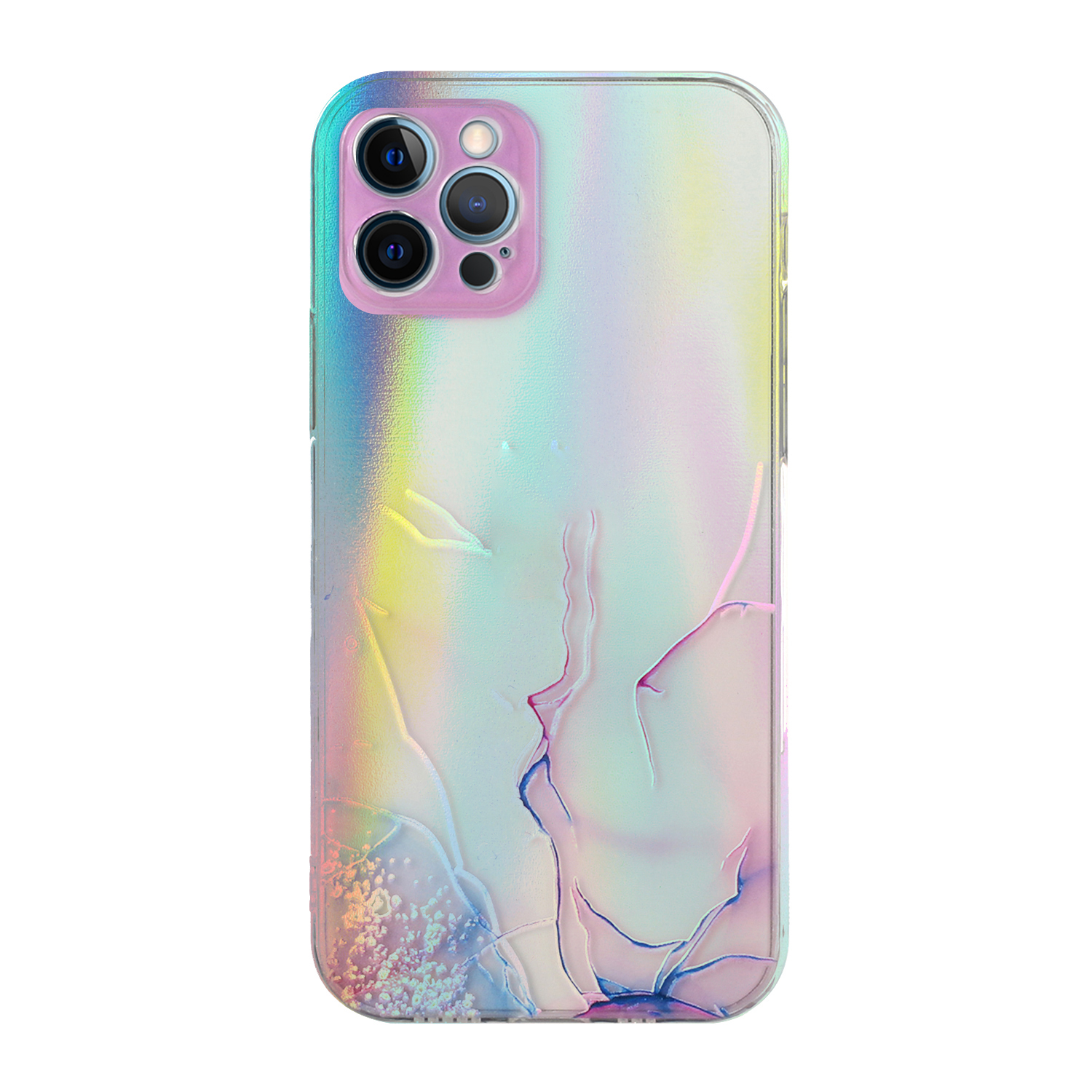 

Laser Embossed Marble Pattern Precise Cutout TPU Phone Back Case Cover for iPhone 12 Pro Max 6.7 inch - Purple/Blue, iPhone 12 Pro Max