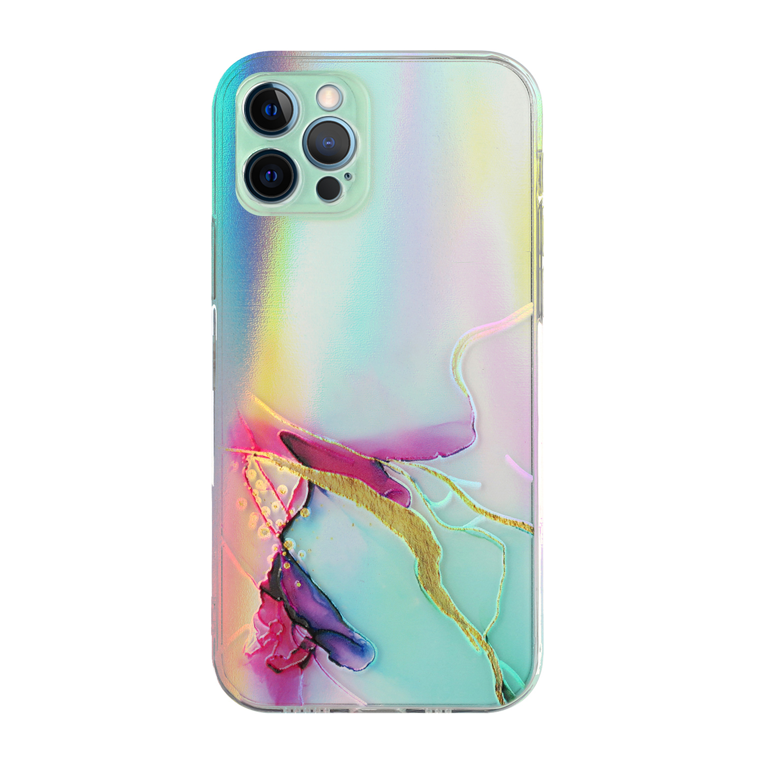 

Laser Embossed Marble Pattern Precise Cutout TPU Phone Back Case Cover for iPhone 12 Pro Max 6.7 inch - Red/Yellow, iPhone 12 Pro Max