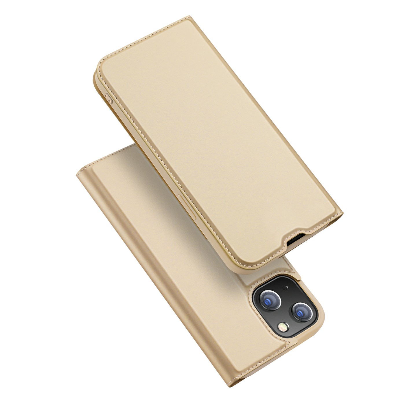 

DUX DUCIS Skin Pro Series Scratch-Resistant Folio Flip Leather Case for iPhone 13 mini 5.4 inch with Stand and Card Holder - Gold, iPhone 13 mini