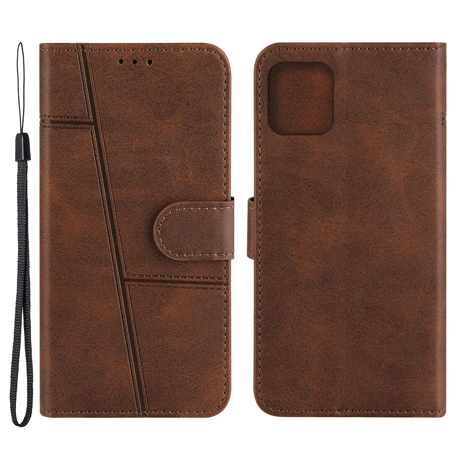 

Simple Style Leather Phone Shell Wallet Case with Stand Design for iPhone 13 Pro 6.1 inch - Brown, iPhone 13 Pro