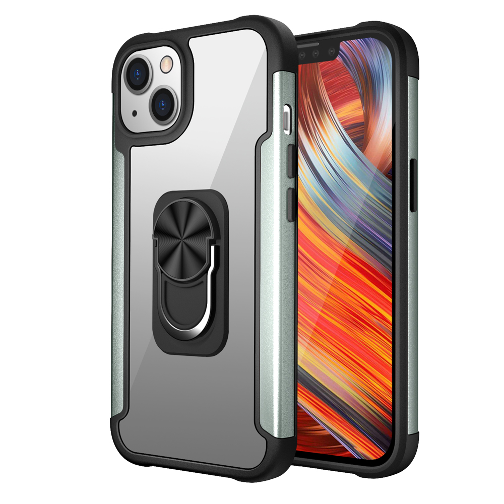 

пк + TPU Chace Shell с Подставкой Для Кольца Пальца и Встроенным Магнитным Листом Для Iphone 13 6,1 Дюйма - Светло-зеленый, iPhone 13
