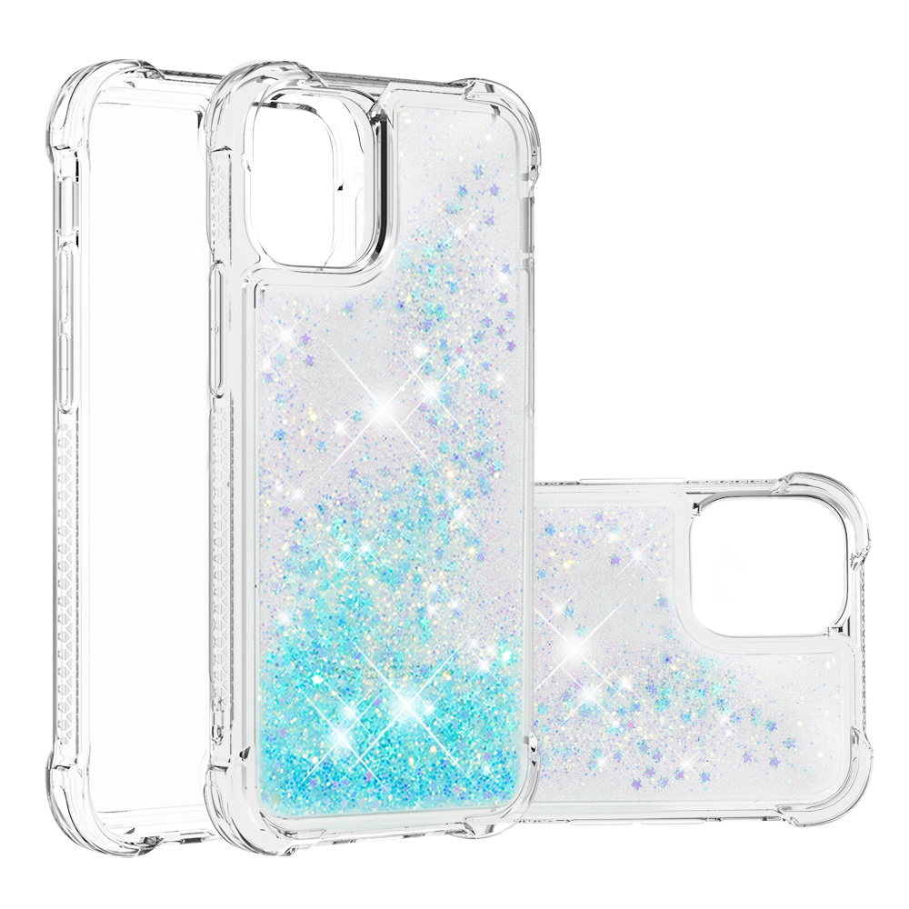 

Жидкая Зыбок и Прозрачная Мягкая TPU Bumper Shocmer -защитная Крышка Для Iphone 13 Pro Max 6,7 Дюйма - Серебряные Синие Звезды, iPhone 13 Pro Max