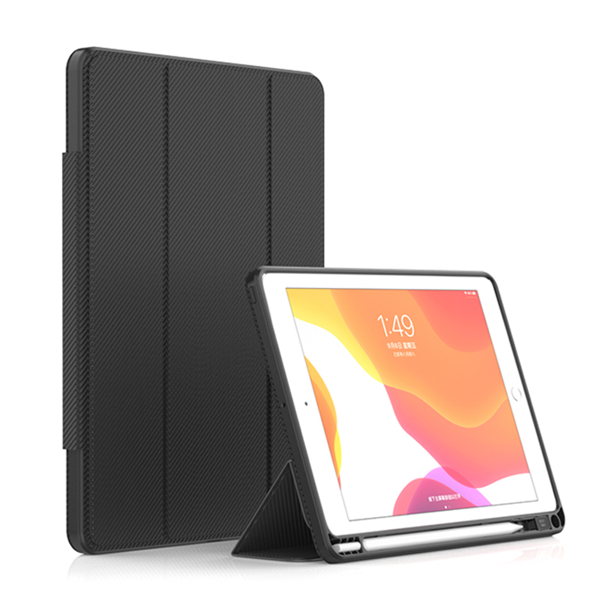 

MUTURAL Auto Wake Sleep Tri-fold Stand Stand Tablet Case for iPad 10.2 (2021)/(2020)/(2019) - Black, iPad 10.2 (2020)