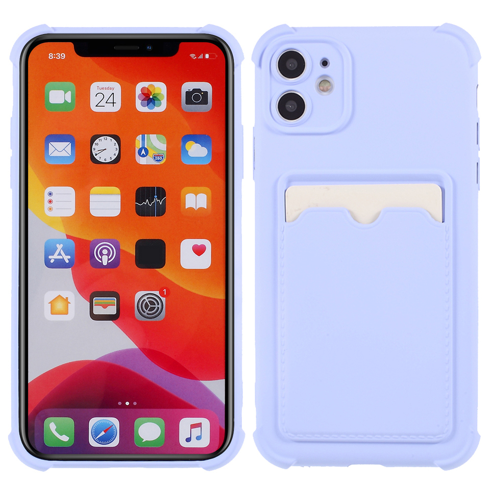 

Обложка Для Держателя Карт с Кожей Дизайн Карт TPU Для Iphone 11 6,1 Дюйма - Пурпурный, iPhone 11 6.1 inch