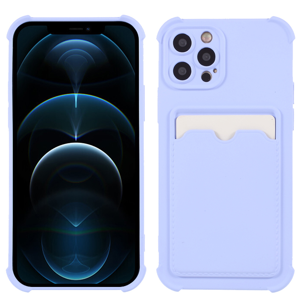 

Skin-touch Feeling Soft TPU Phone Case Protector with Card Holder for iPhone 12 Pro Max 6.7 inch - Purple, iPhone 12 Pro Max