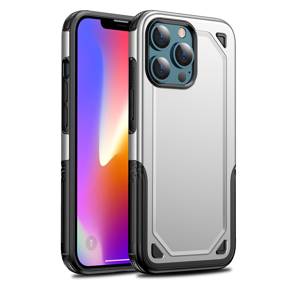 

PC + TPU Rugged Armor Protective Phone Shell Cover for iPhone 13 Pro Max 6.7 inch - Silver, iPhone 13 Pro Max