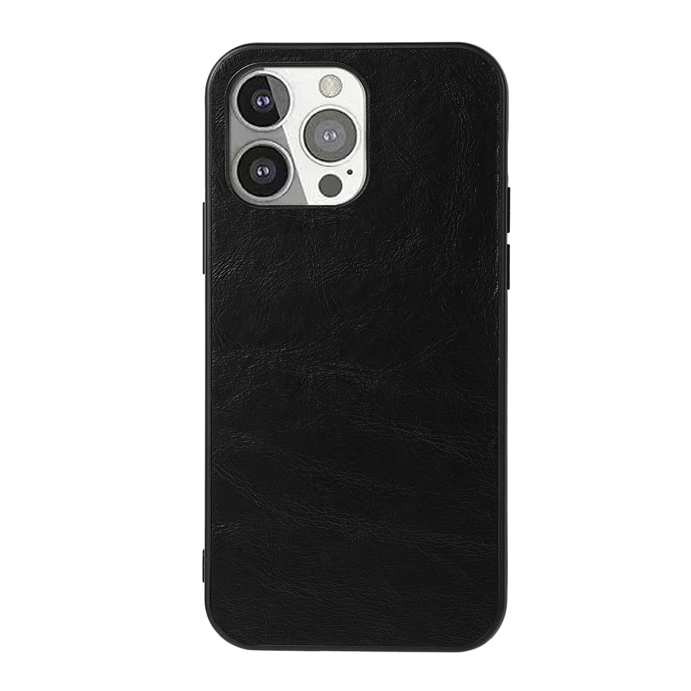 

Full Protective Business Style Textured Leather Coated Hard PC+TPU Hybrid Cover for iPhone 13 Pro 6.1 inch - Black, iPhone 13 Pro