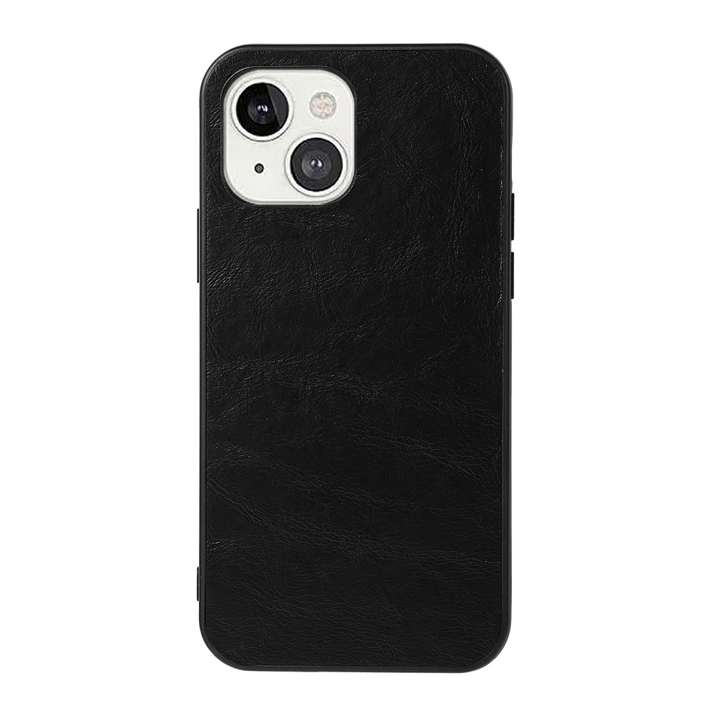 

All-round protective Business Style Textured Leather Coated Hard PC+TPU Hybrid Mobile Phone Case for iPhone 13 6.1 inch - Black, iPhone 13