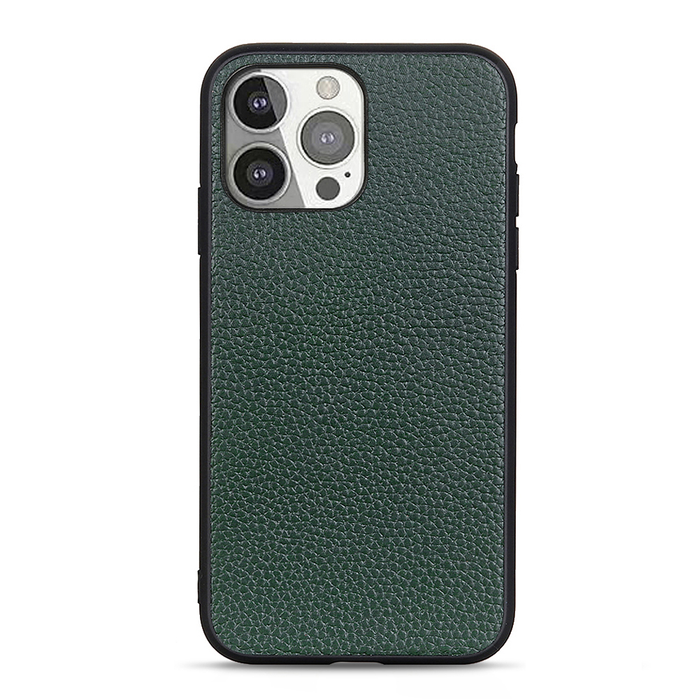 

Личи Текстура Противоскользящая Кожаный Телефон Задняя Крышка Для IPhone 13 PRO 6,1 Дюйма - Зеленый, iPhone 13 Pro