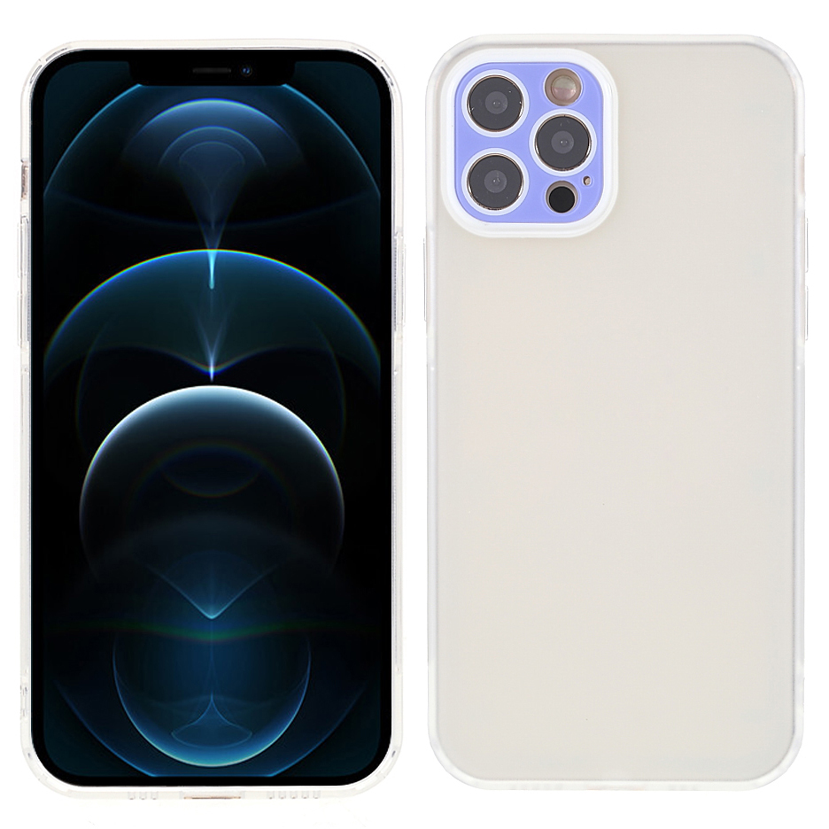 

Matte Finish TPU Cell Phone Case Precise Cut-Out Cover with Acrylic Lens Cover for iPhone 12 Pro 6.1 inch - Purple, iPhone 12 Pro