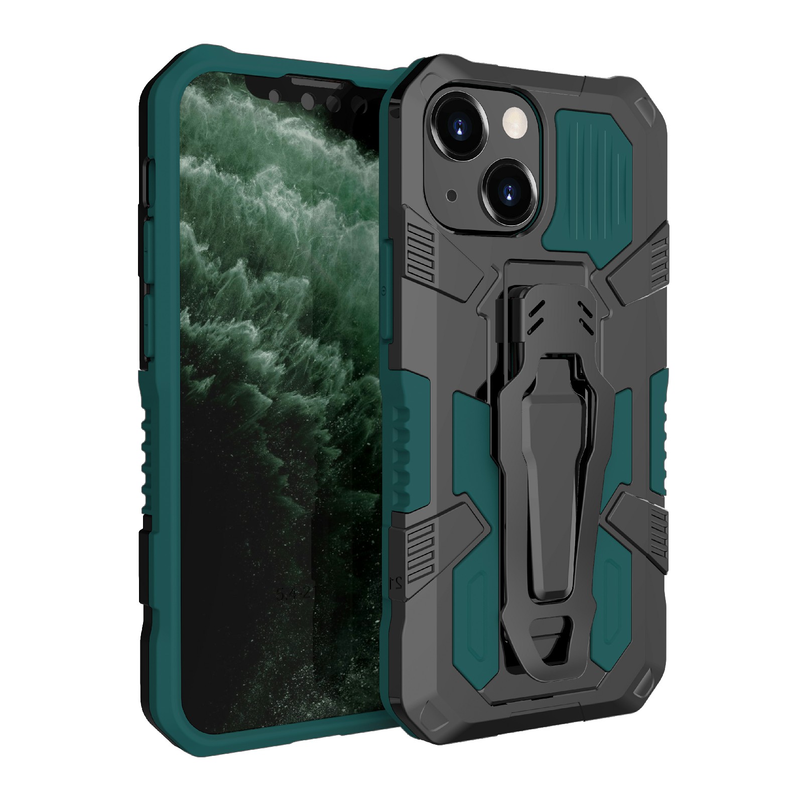 

Обоснованная Защитная Зажимная Зажимная Зажима Kickstsh - Зеленый, iPhone 13 mini