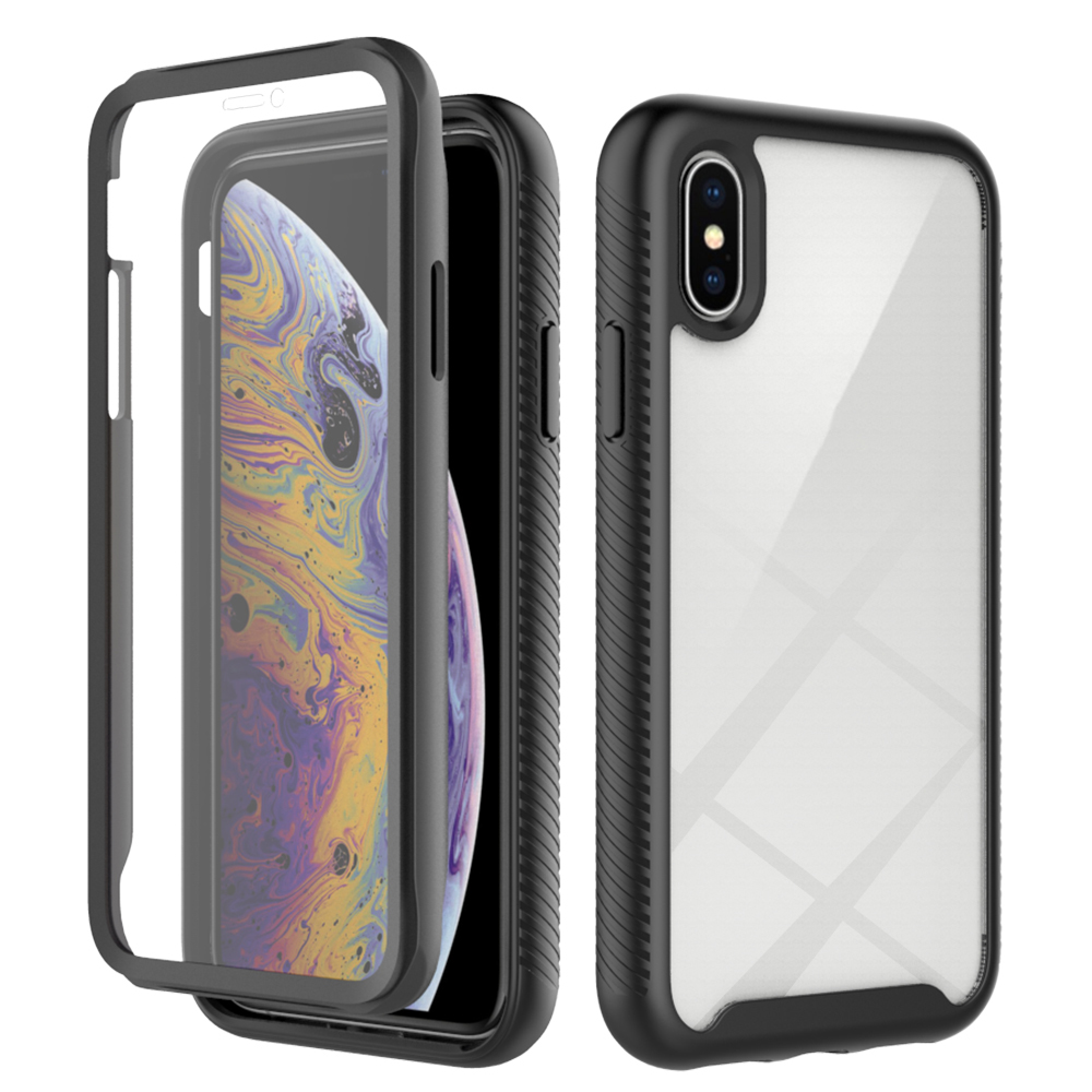 

PC + TPU Full Body Protection Phone Case Cover with PET Screen Protector for iPhone XS 5.8 inch - Black, iPhone XS 5.8 inch
