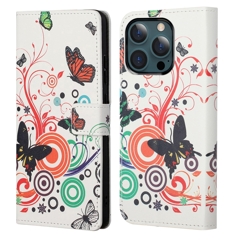 

Стенд с Рисунком Печати Премиум Пу. - Красочные Бабочки, iPhone 13 Pro Max