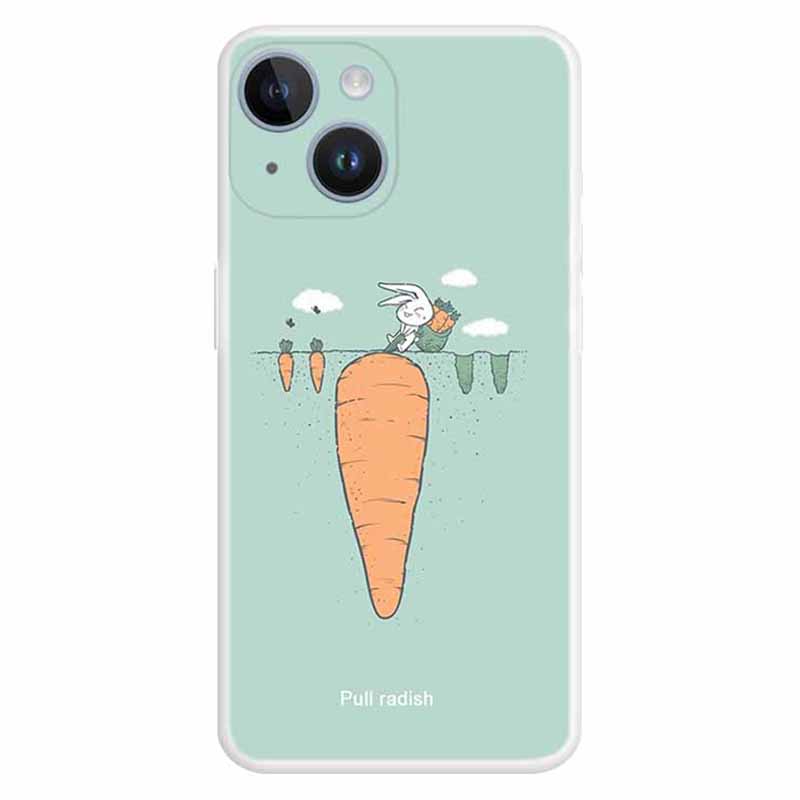 

Cartoon Pattern Printing Soft TPU Shockproof Protective Case for iPhone 13 mini 5.4 inch - Bunny Pulling Carrots, iPhone 13 mini