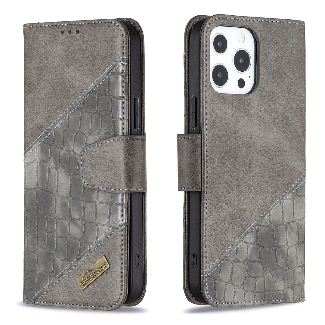 

Binfen Color Swellet Design BF04 Текстура Крокодила - Серый, iPhone 13 Pro Max