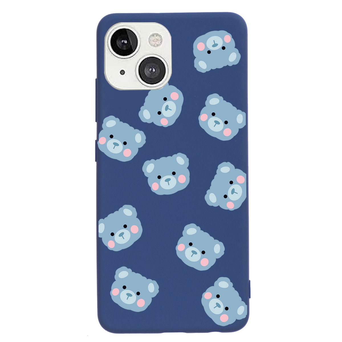 

Little Bear Pattern Printing Soft Liquid Silicone Anti-Scratch Shockproof Case for iPhone 13 mini 5.4 inch - Dark Blue, iPhone 13 mini