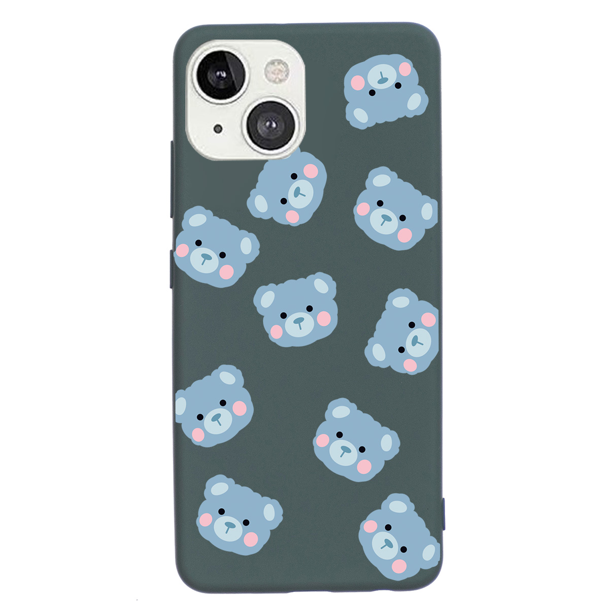 

Little Bear Pattern Printing Soft Liquid Silicone Anti-Scratch Shockproof Case for iPhone 13 mini 5.4 inch - Dark Green, iPhone 13 mini