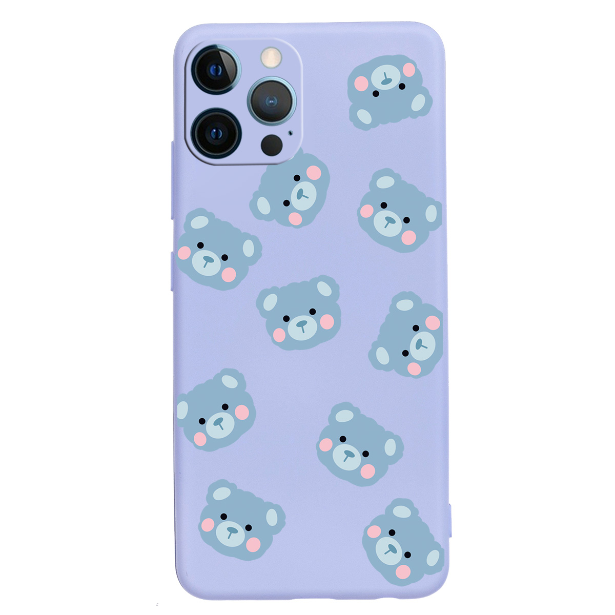 

Little Bear Pattern Printing Cute Design Non-Slip Liquid Silicone Slim Shockproof Protective Case Cover for iPhone 12 Pro 6.1 inch - Purple, iPhone 12 Pro