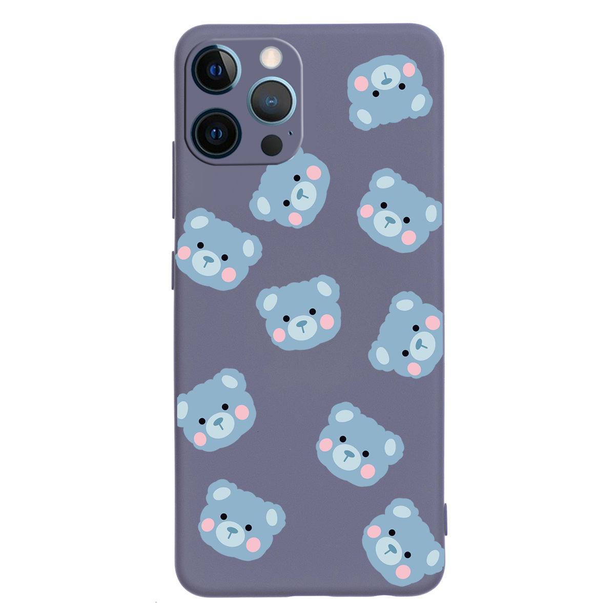 

Little Bear Pattern Printing Cute Design Non-Slip Liquid Silicone Slim Shockproof Protective Case Cover for iPhone 12 Pro 6.1 inch - Dark Purple, iPhone 12 Pro