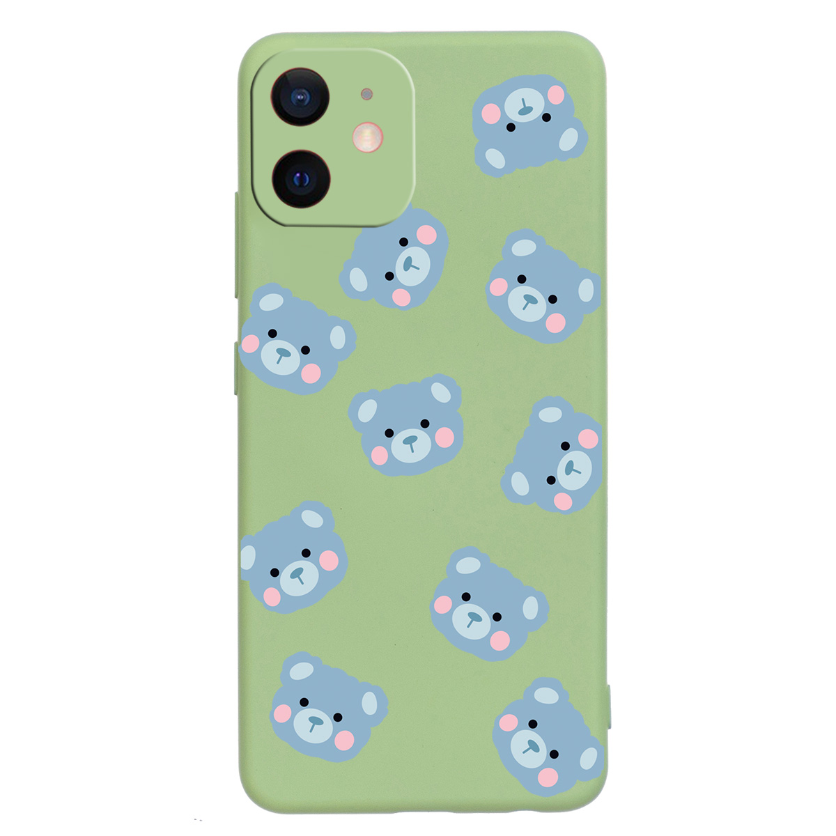 

Little Bear Pattern Printing Liquid Silicone Full Body Protection Shockproof Cover for iPhone 12 6.1 inch - Green, iPhone 12