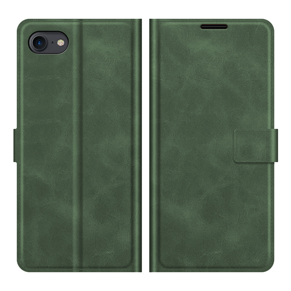 

PU Кожаный Стенд Кошелек Дизайн Защитный Телефон Флип Корпус Для IPhone 7/8 / SE (2-е Поколение) - Черновато-зеленый, iPhone SE (2022)