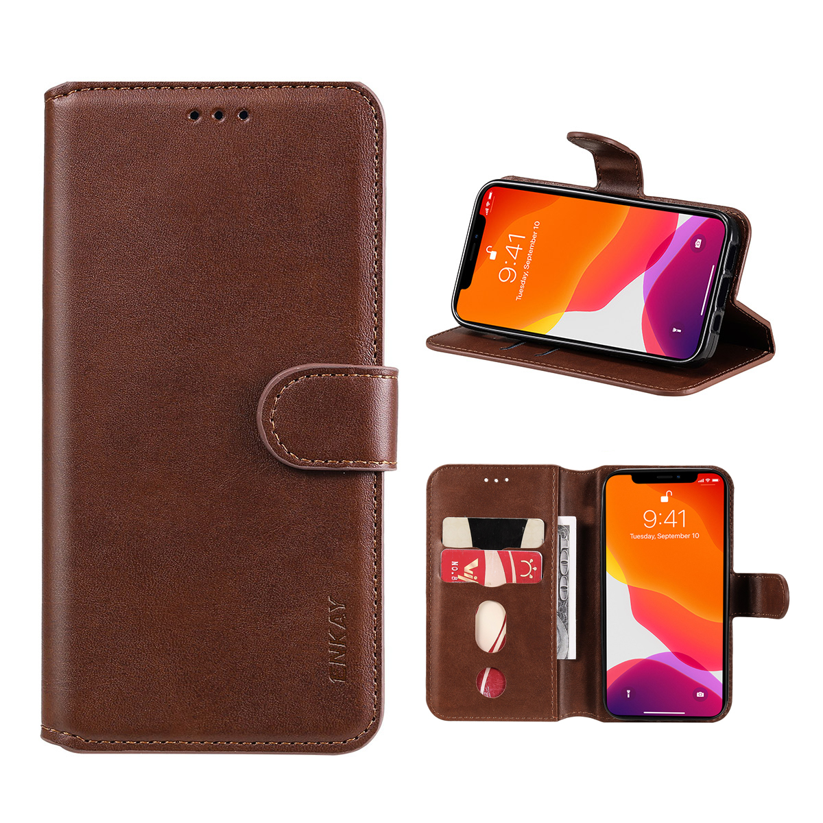 

Enkay Hat Prince Leather + Tpu Case Swellet at Over Mobile Phone Для Iphone 13 Mini 5,4 Дюйма - Коричневый, iPhone 13 mini
