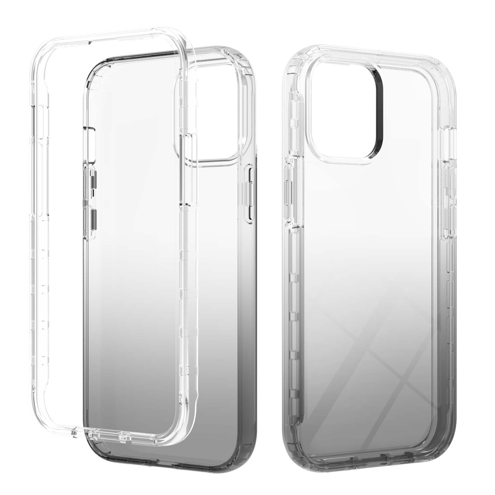 

Gradient Color 2 in 1 Slim Anti-Scratch Hybrid Hard Plastic Flexible TPU Shockproof Protective Cover for iPhone 13 Pro 6.1 inch - Gradient Black, iPhone 13 Pro