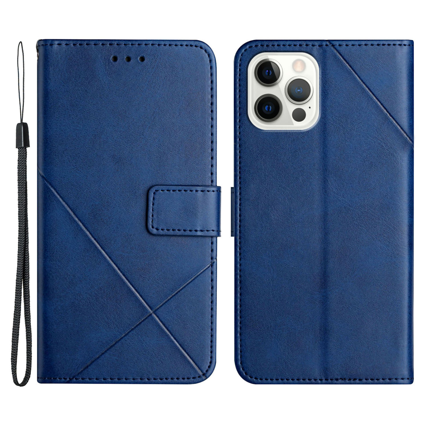 

Stylish Pure Color Drop-resistant Leather Mobile Phone Cover for iPhone 13 Pro Max 6.7 inch - Blue, iPhone 13 Pro Max