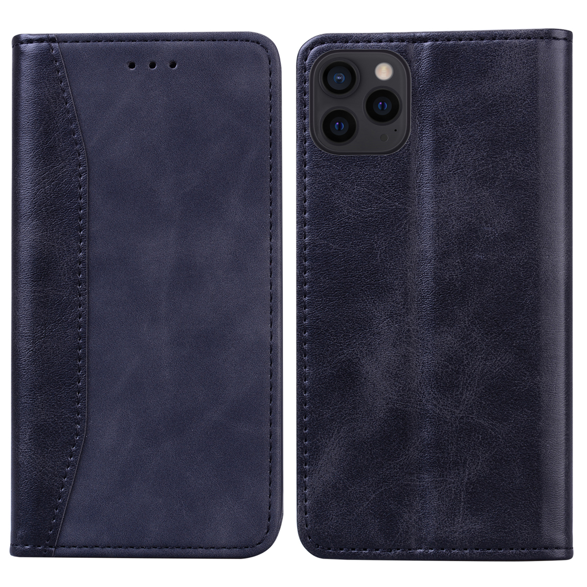 

Business Style Splicing Leather Auto-absorbed Phone Stand Case Shell with Wallet for iPhone 13 Pro Max 6.7 inch - Black, iPhone 13 Pro Max