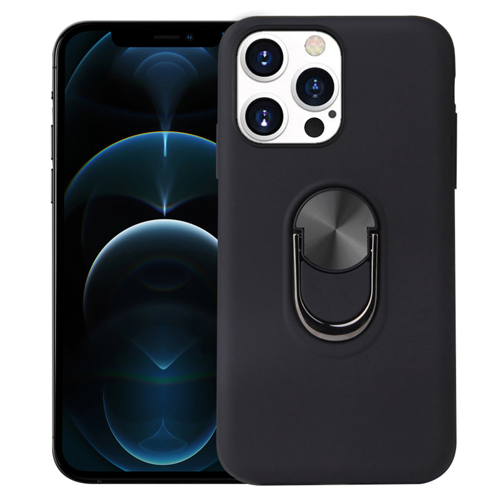 

Ring Holder Kickstand Phone Cover Detachable 2-in-1 PC + TPU Hybrid Case for iPhone 13 Pro 6.1 inch - Black, iPhone 13 Pro