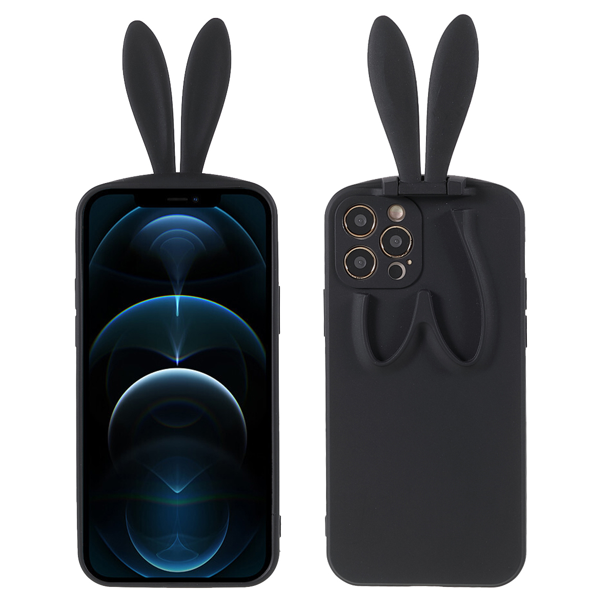 

Анти-царапин Гибкий ТПУ Телефон Чехол Чехол С Kablit Ear Kickstand Для IPhone 12 Pro Максимальный 6,7 Дюйма - Чернить, iPhone 12 Pro Max