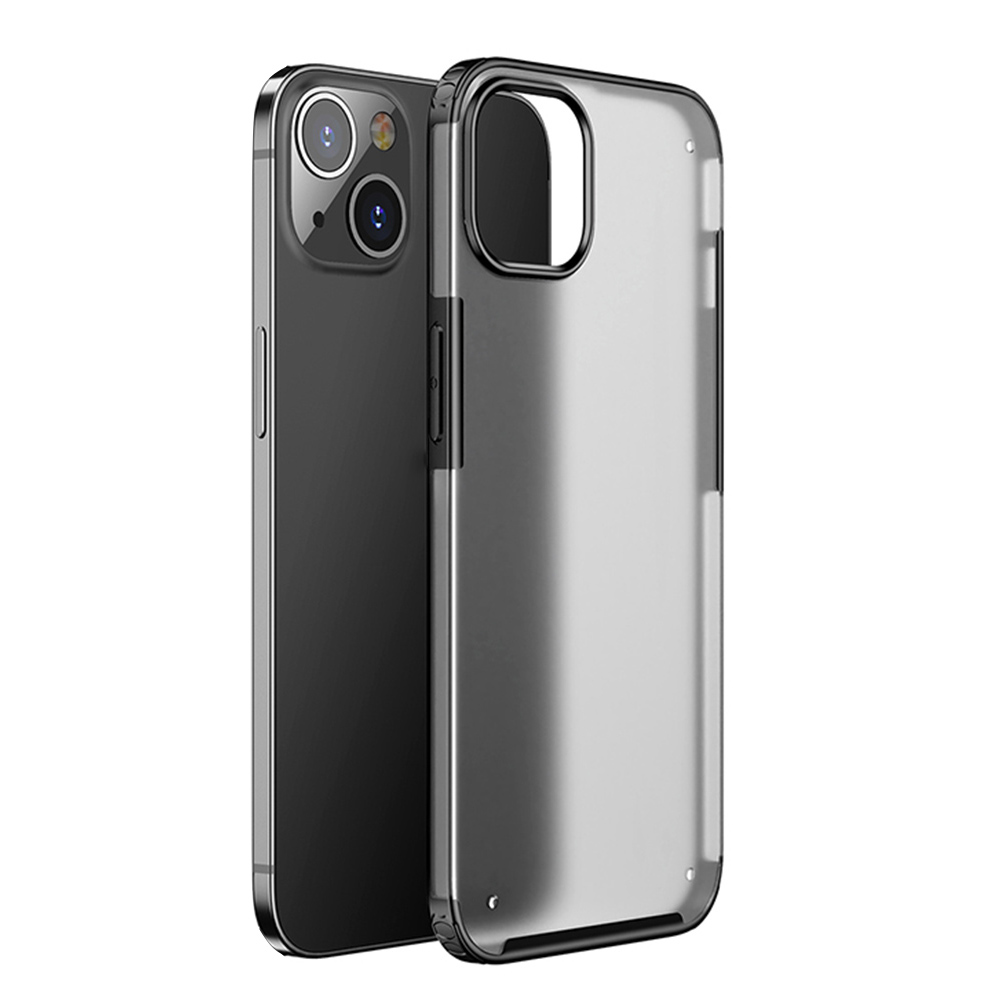 

IPAKY Translucent Matte Hard PC Back + TPU Bumper Shockproof Protective Cover for iPhone 13 mini 5.4 inch - Black, iPhone 13 mini