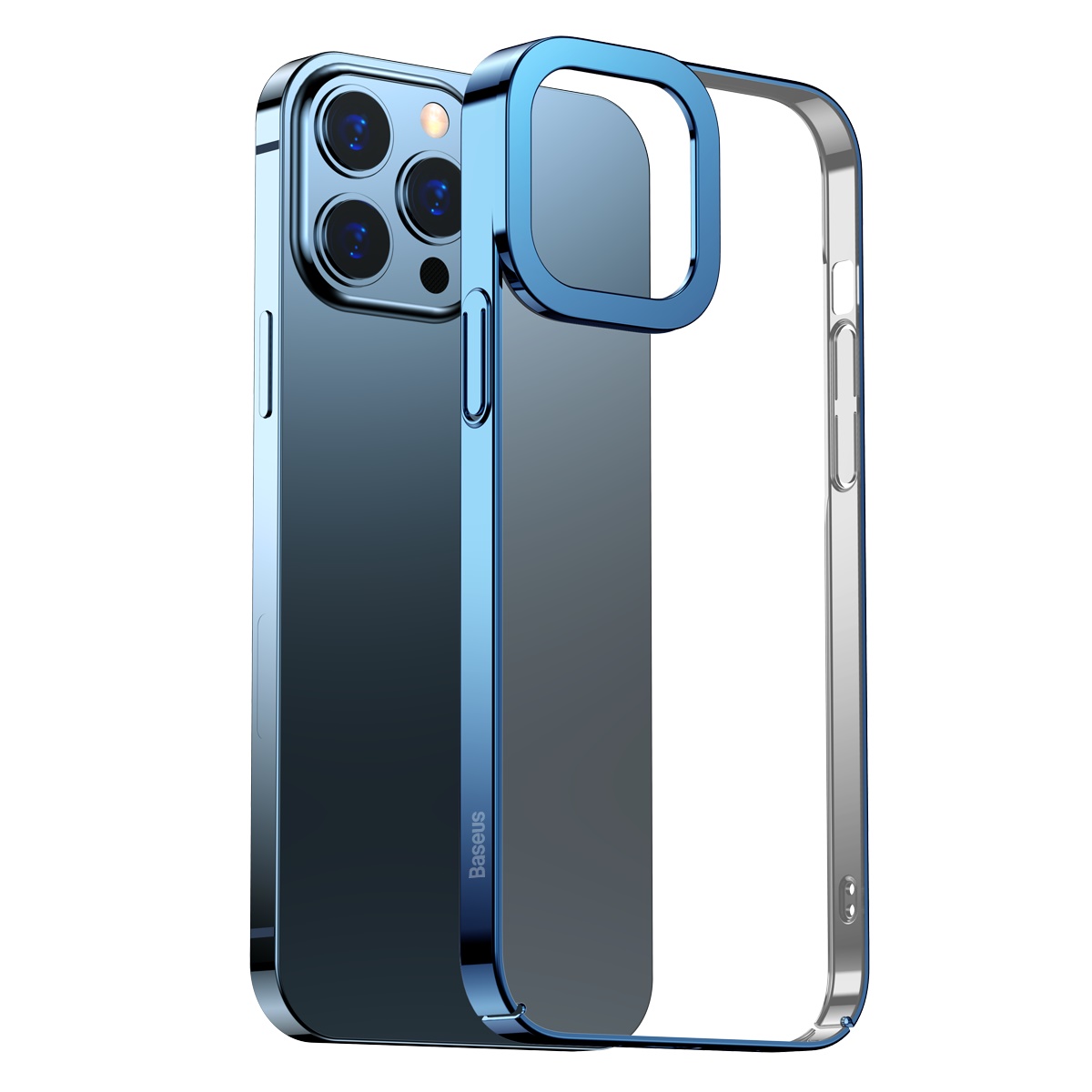 

BASEUS For iPhone 13 Pro Max 6.7 inch Glitter Phone Case Electroplated Edge Cover Anti-Fingerprint Transparent Phone Protector - Blue, iPhone 13 Pro Max