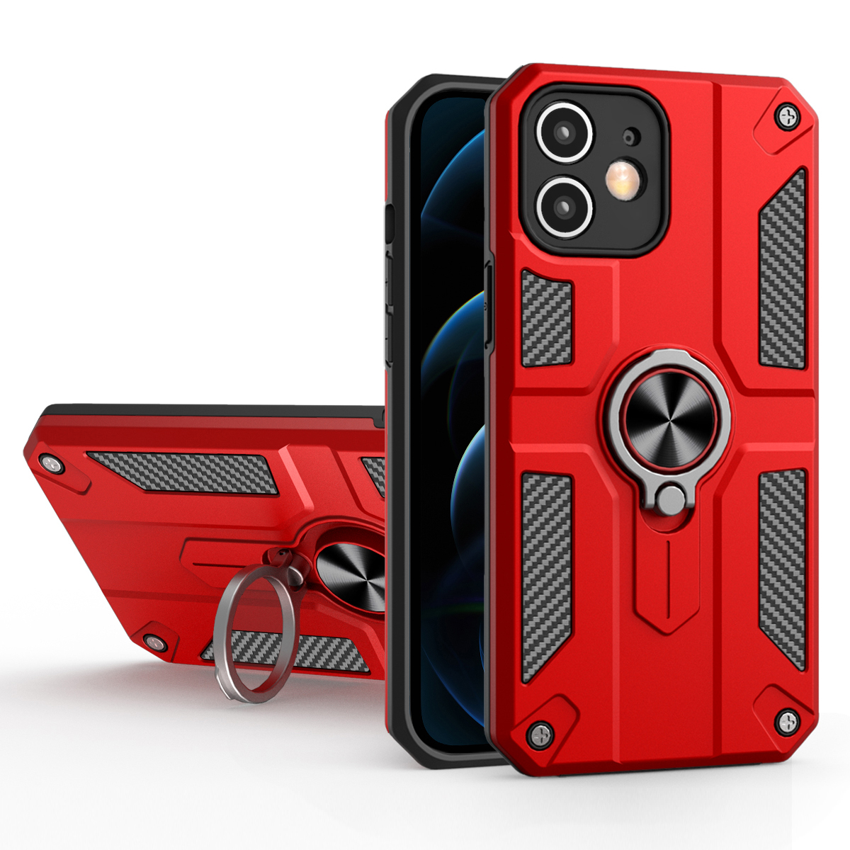 

Magnetic Kickstand Holder Soft TPU Bumper Hard PC Back Reinforced Corner Shock-Absorption Cover for iPhone 11 6.1 inch - Red, iPhone 11 6.1 inch