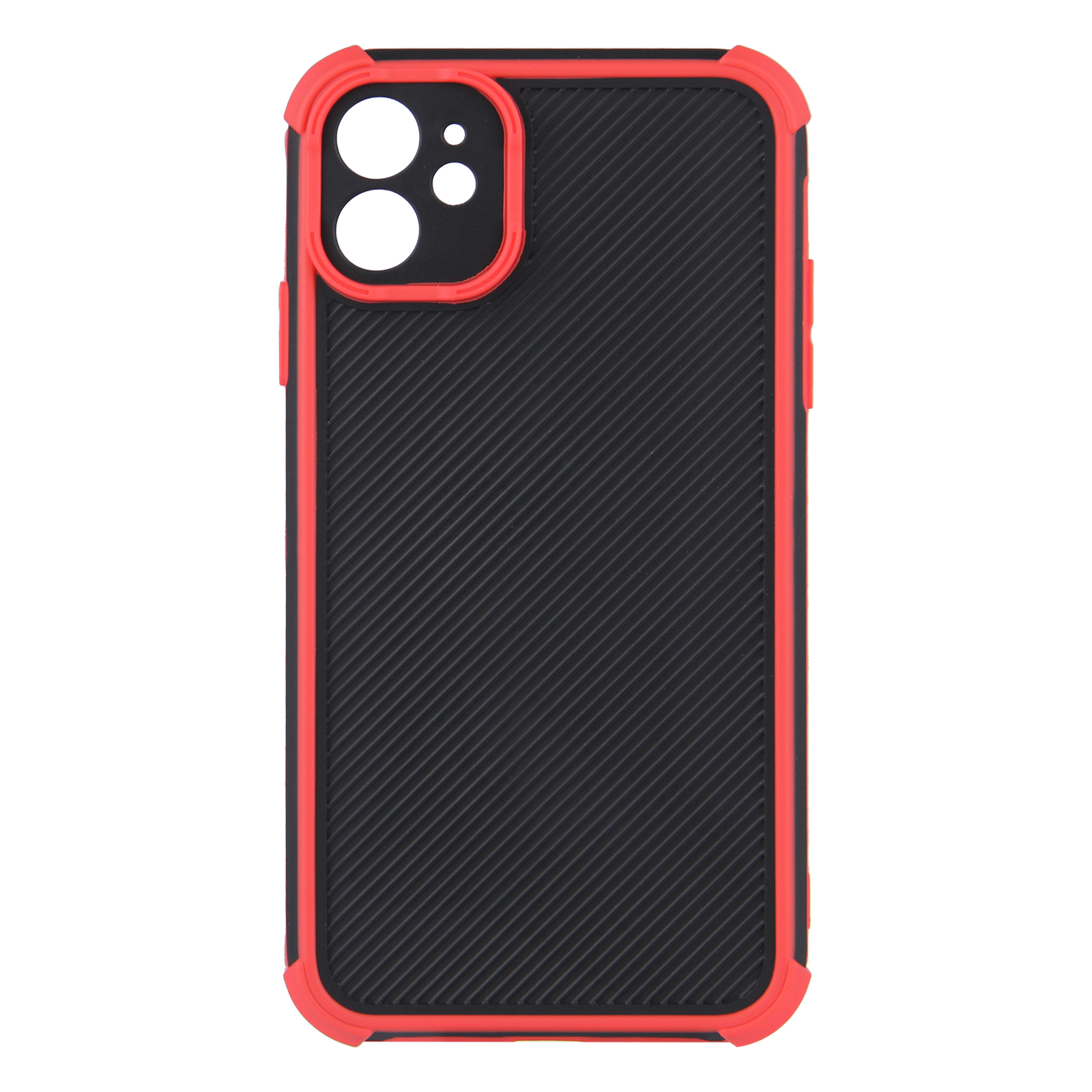 

Стильная Контрастная Цветовая Пвх + TPU Hybrid Phone Cover Case Для Iphone 11 6,1 Дюйма - Красный, iPhone 11 6.1 inch